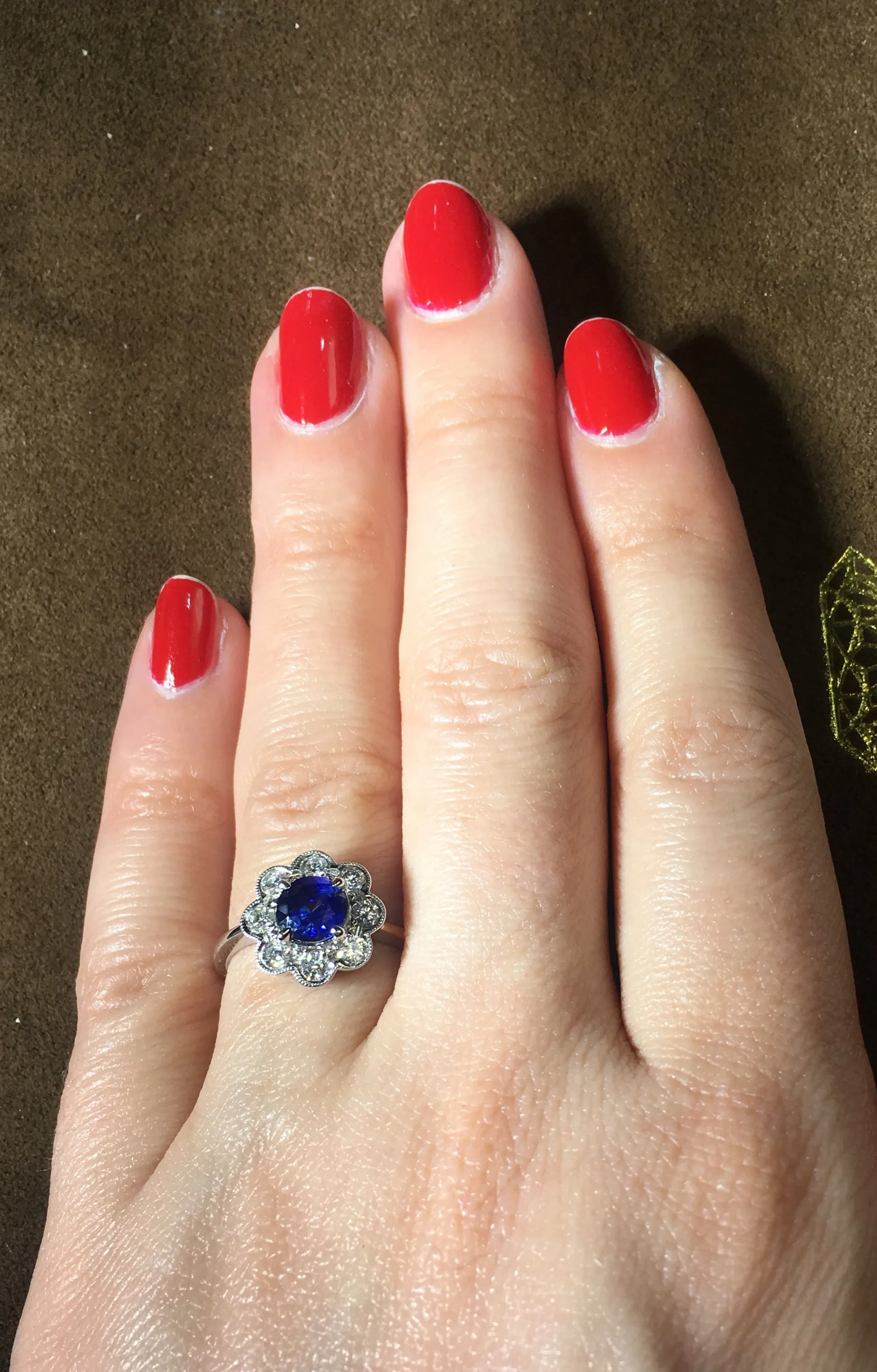 0.85ct Sapphire Diamond Flower Motif Ring