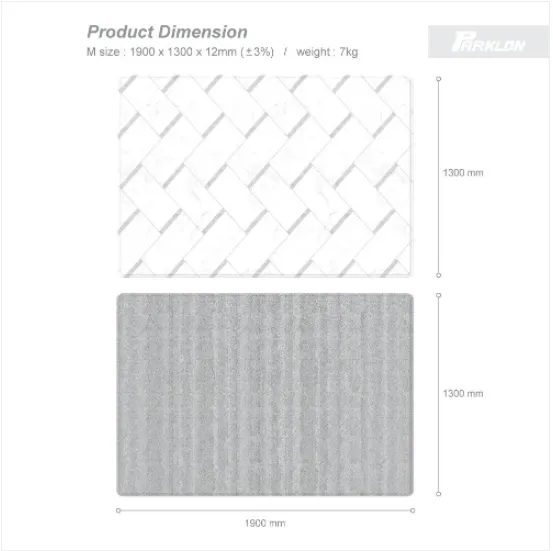 [1 Yr Local Warranty] Parklon PURE Marble Herringbone Grey Rug (Size M12)
