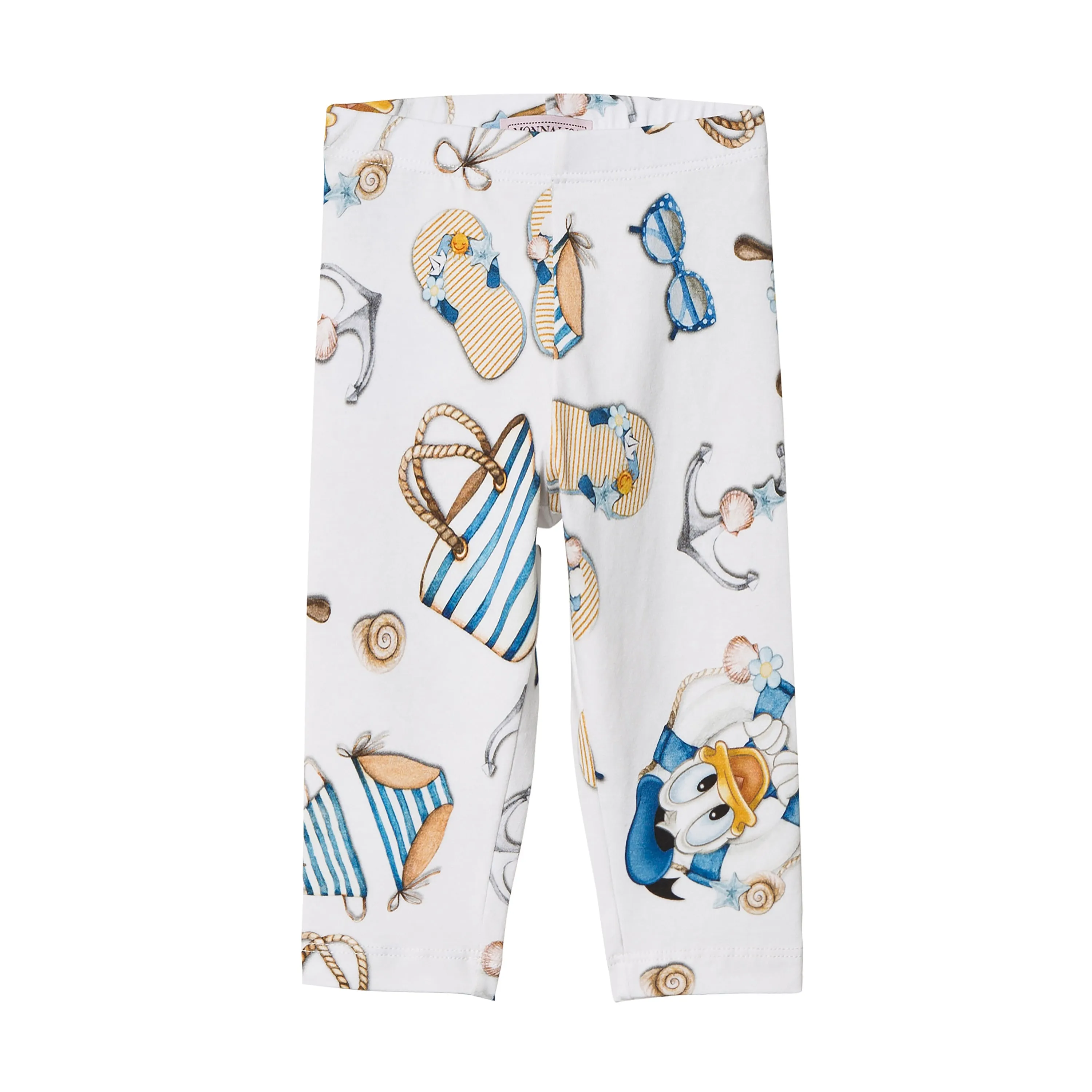 [12-24m] Monnalisa Bebe White Donald Duck Sailor Print Leggings