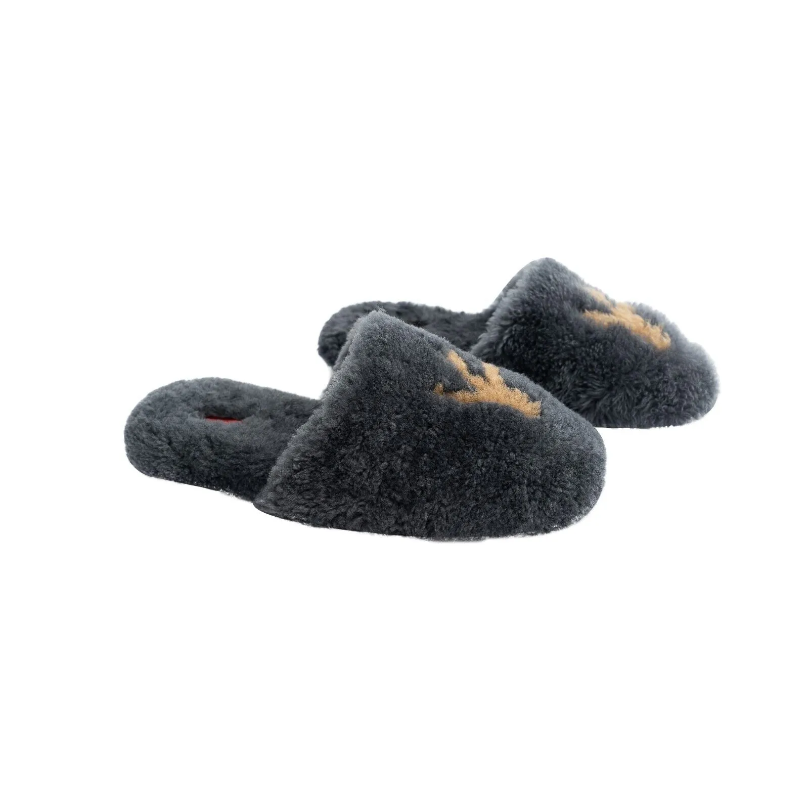 $1450 ISAIA NAPOLI Gray Mule Sabot Slippers Shoes in Shearling Fur 10 US / 9 UK