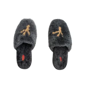 $1450 ISAIA NAPOLI Gray Mule Sabot Slippers Shoes in Shearling Fur 10 US / 9 UK