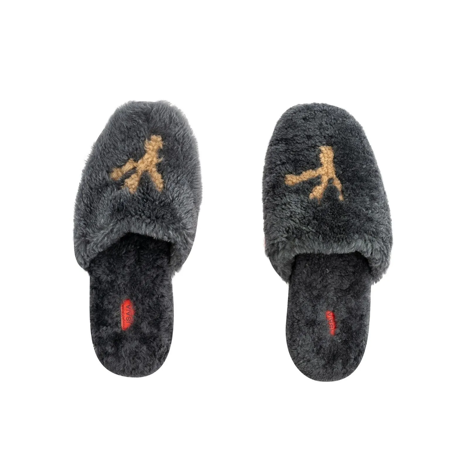 $1450 ISAIA NAPOLI Gray Mule Sabot Slippers Shoes in Shearling Fur 10 US / 9 UK