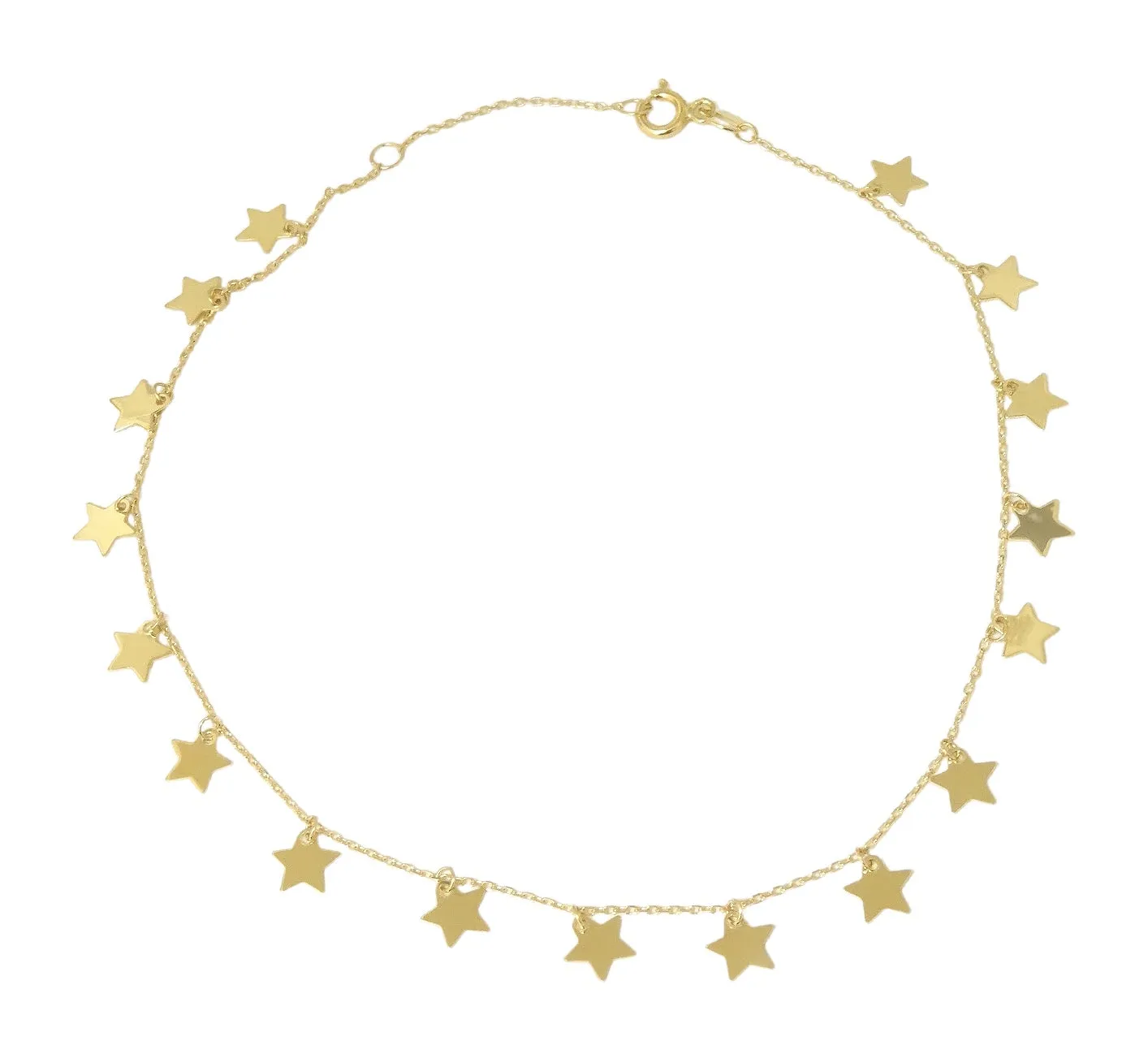 14K Y/G Multi-Star 10" Anklet*