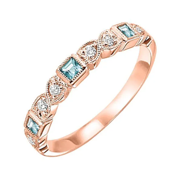 14KT Pink Gold & Diamond Classic Book Stackable Fashion Ring  - 1/10 ctw