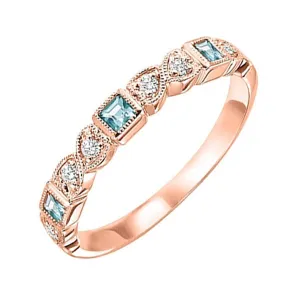 14KT Pink Gold & Diamond Classic Book Stackable Fashion Ring  - 1/10 ctw