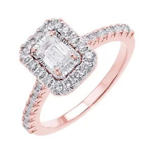 14KT Pink Gold & Diamonds Stunning Engagement Ring - 1 CTW
