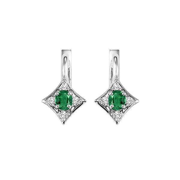 14KT White Gold & Diamond Classic Book Color Ensembles Fashion Earrings  - 1/10 ctw