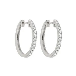 14KT White Gold & Diamond Classic Book Hoop Fashion Earrings  - 1/2 ctw