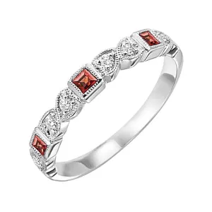 14KT White Gold & Diamond Classic Book Stackable Fashion Ring  - 1/10 ctw
