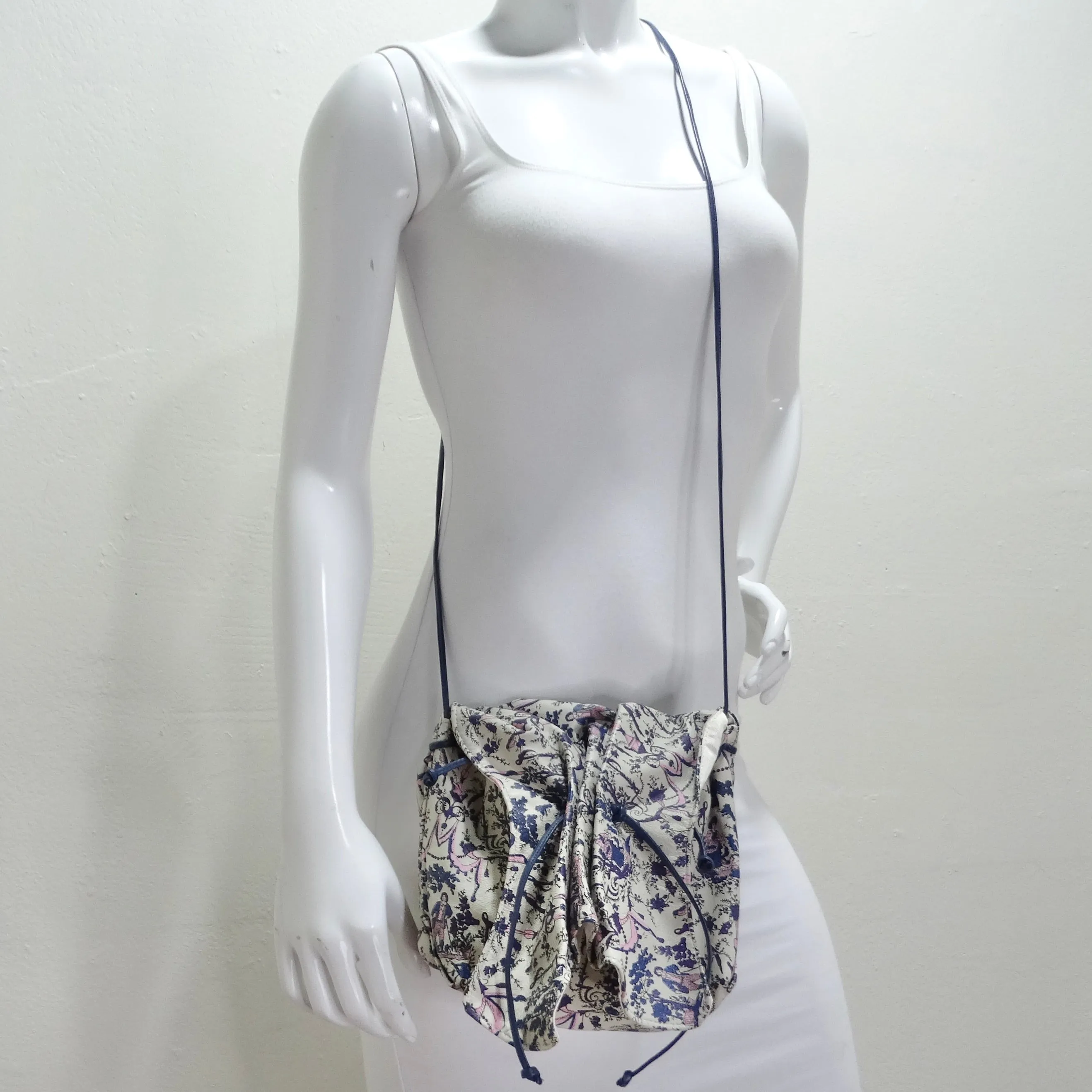 1980s Carlos Falchi Drawstring Crossbody Bag