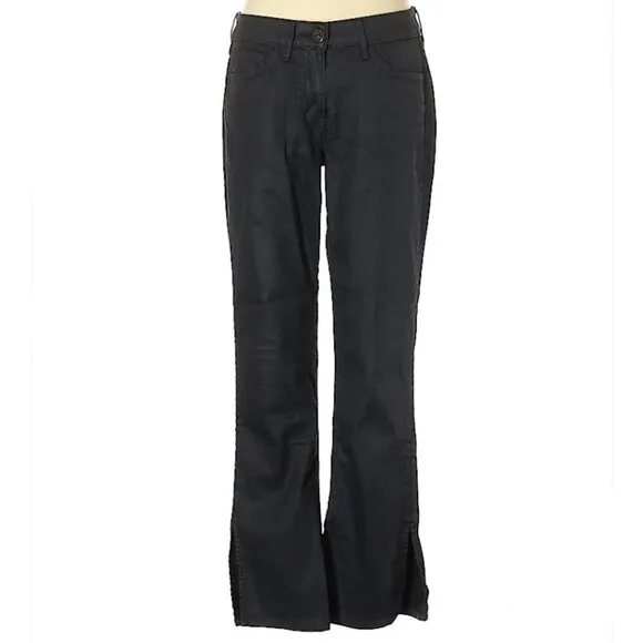 3x1 W2 Split Bell Crop Jeans Jet Coated Denim Jean