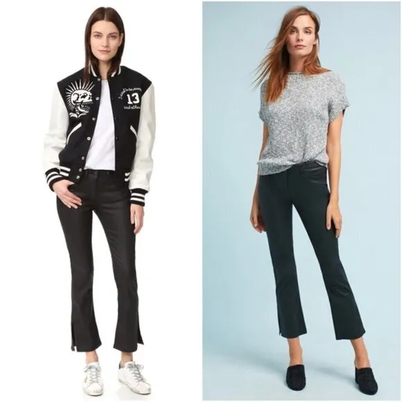 3x1 W2 Split Bell Crop Jeans Jet Coated Denim Jean