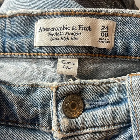 Abercrombie &amp; Fitch Curve Love High Rise Ankle Straight Denim Jeans Size 00