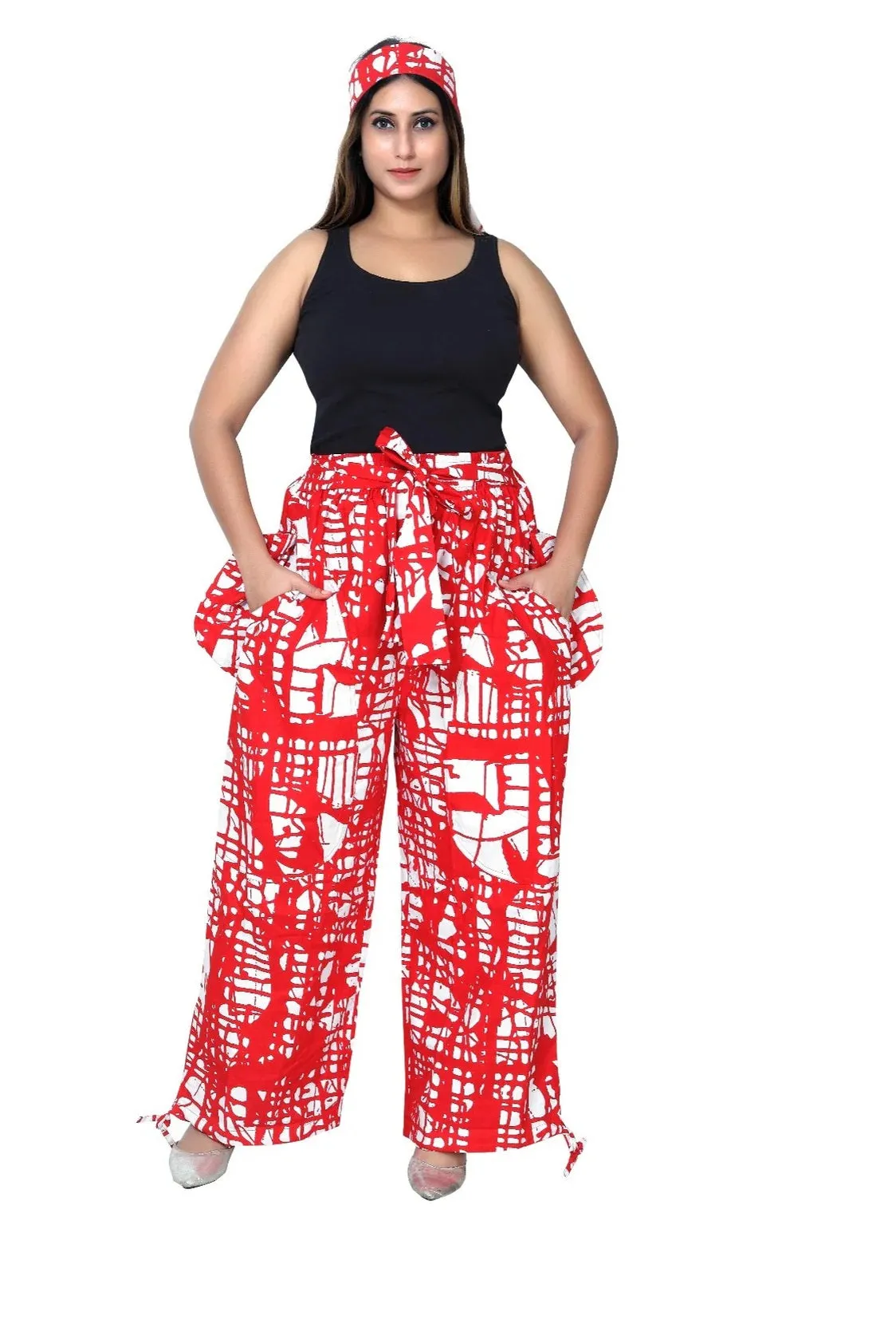 African Print Ankle Tie Pant