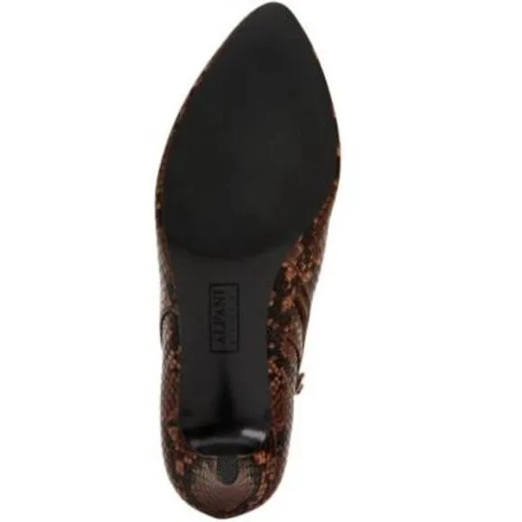 ALFANI Womens Brown Snake Skin Harpper Almond Toe Kitten Heel Booties 7 W