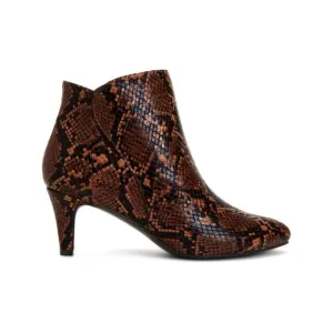 ALFANI Womens Brown Snake Skin Harpper Almond Toe Kitten Heel Booties 7 W