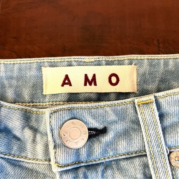 AMO Jeans Chelsea Crop Desire Wash Distressed Size 26 High Rise Revolve