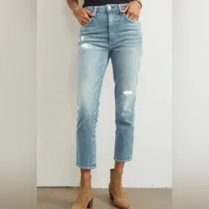 AMO Jeans Chelsea Crop Desire Wash Distressed Size 26 High Rise Revolve