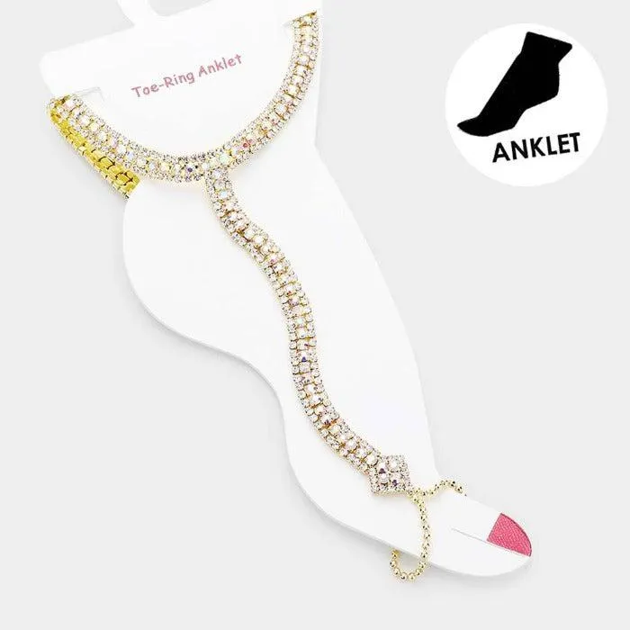 Anklet Abalone Rhinestone Gold Net Toe Ring