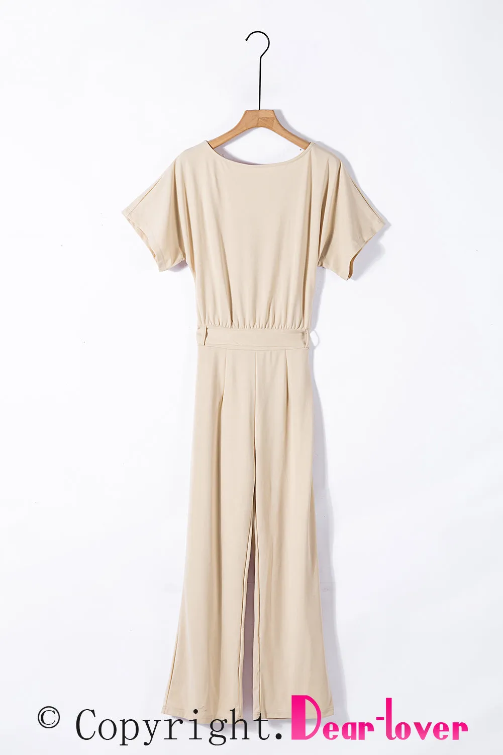 Apricot Oh So Glam Belted Wide Leg Jumpsuit