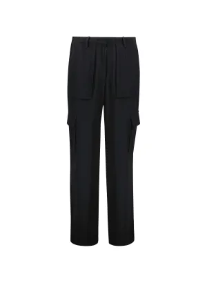 Azalea Ecojilin Viscose Luxe Cargo Trousers | Caviar Black