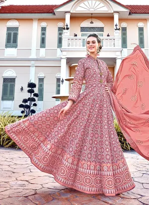 Baby Pink Patola Print Cotton Silk Anarkali Suit