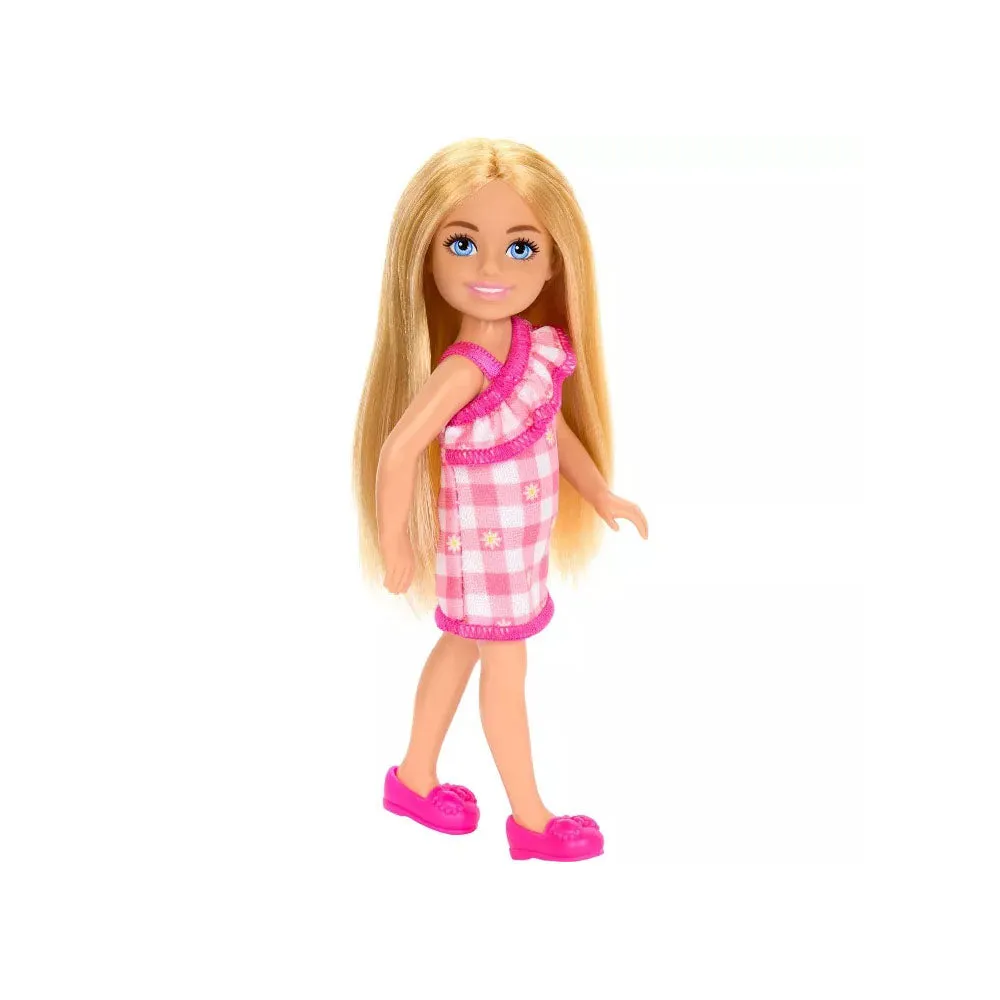 Barbie Chelsea Mini Pink Checkered Dress Dress Doll