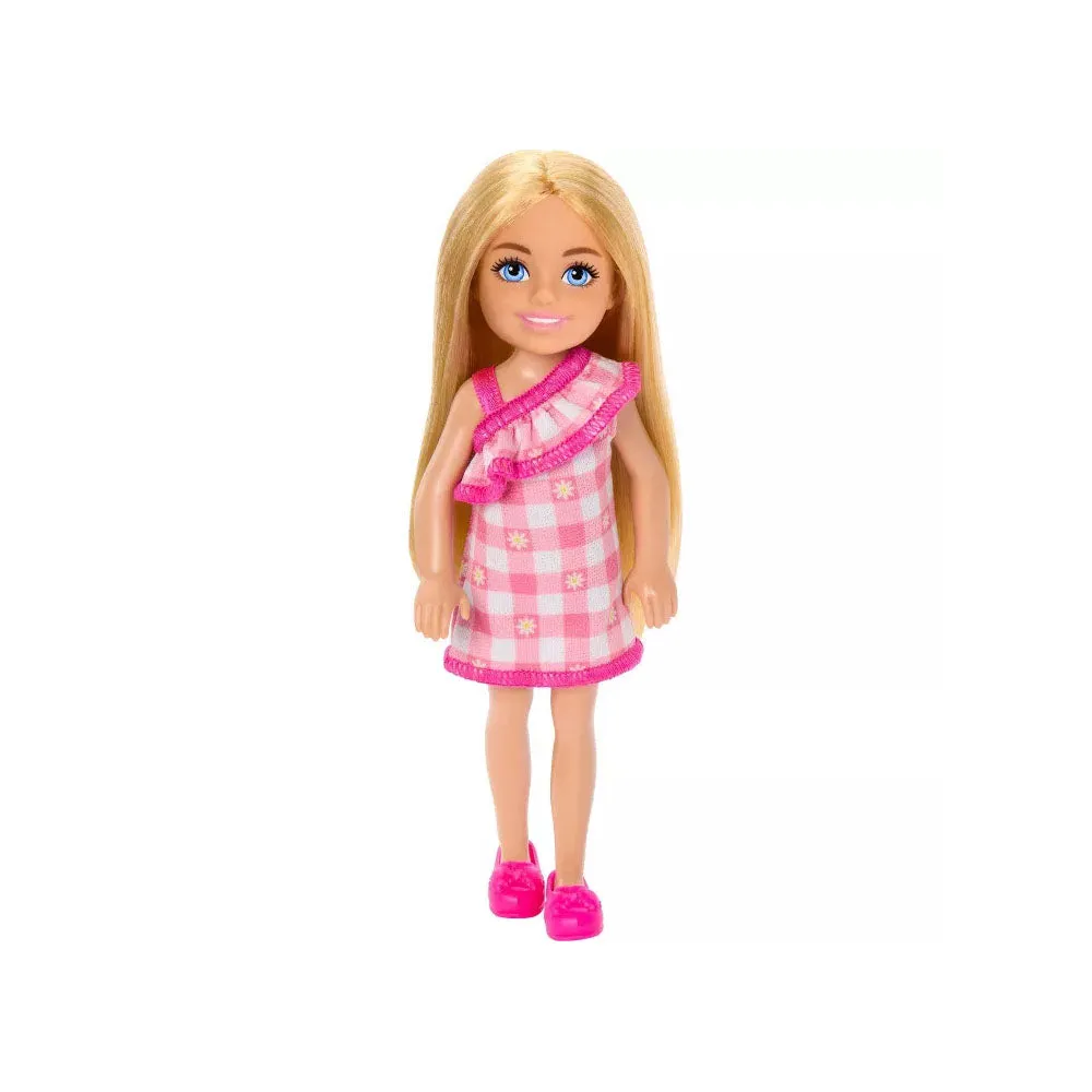 Barbie Chelsea Mini Pink Checkered Dress Dress Doll