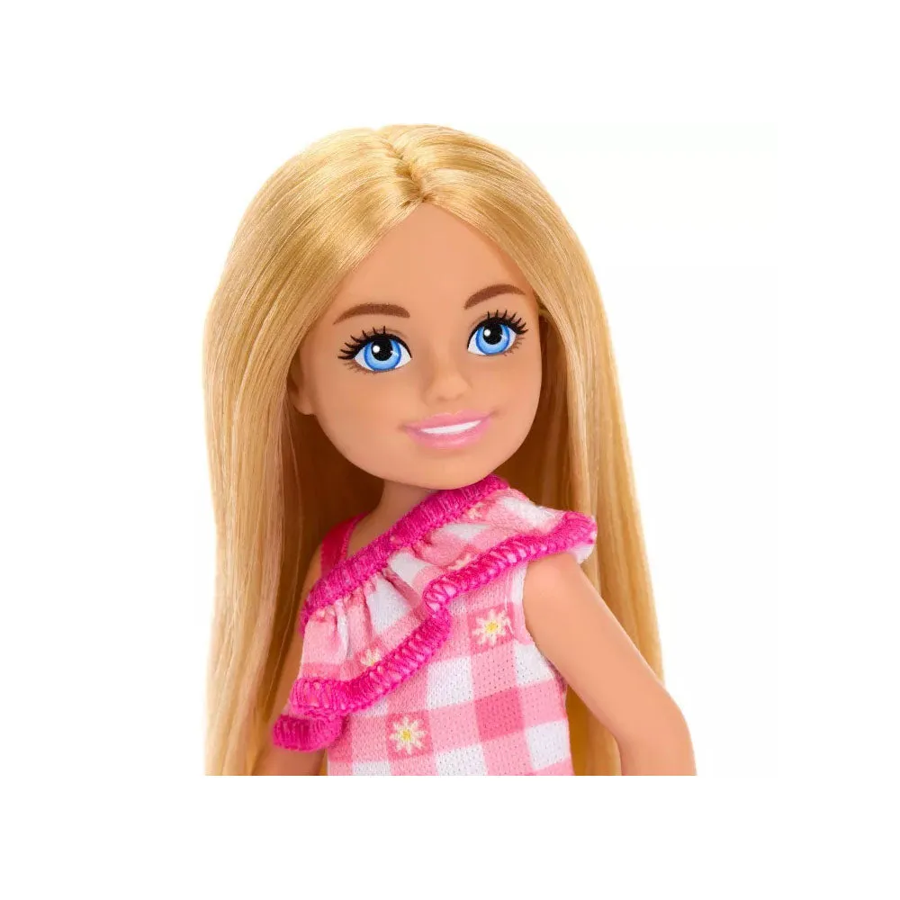 Barbie Chelsea Mini Pink Checkered Dress Dress Doll