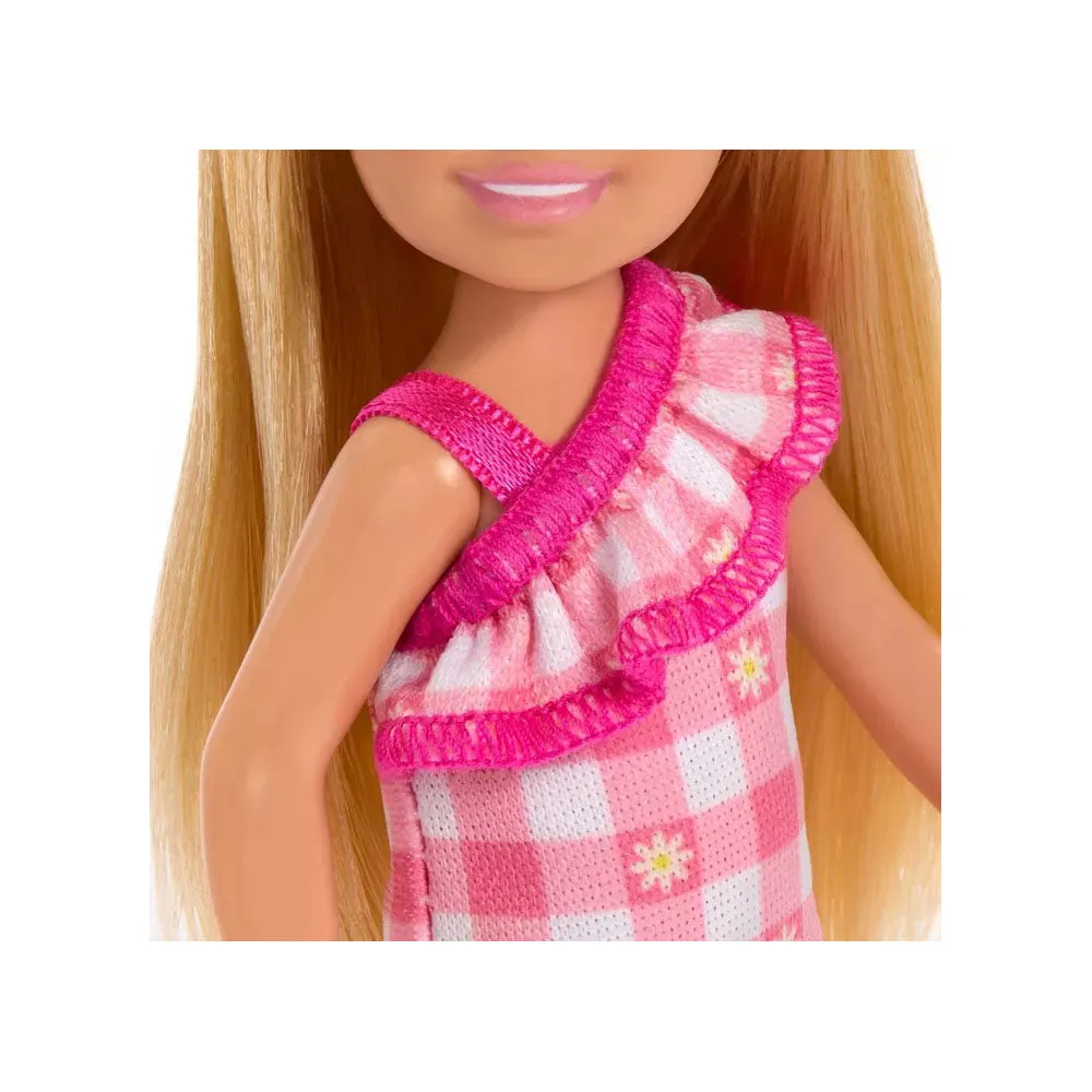 Barbie Chelsea Mini Pink Checkered Dress Dress Doll