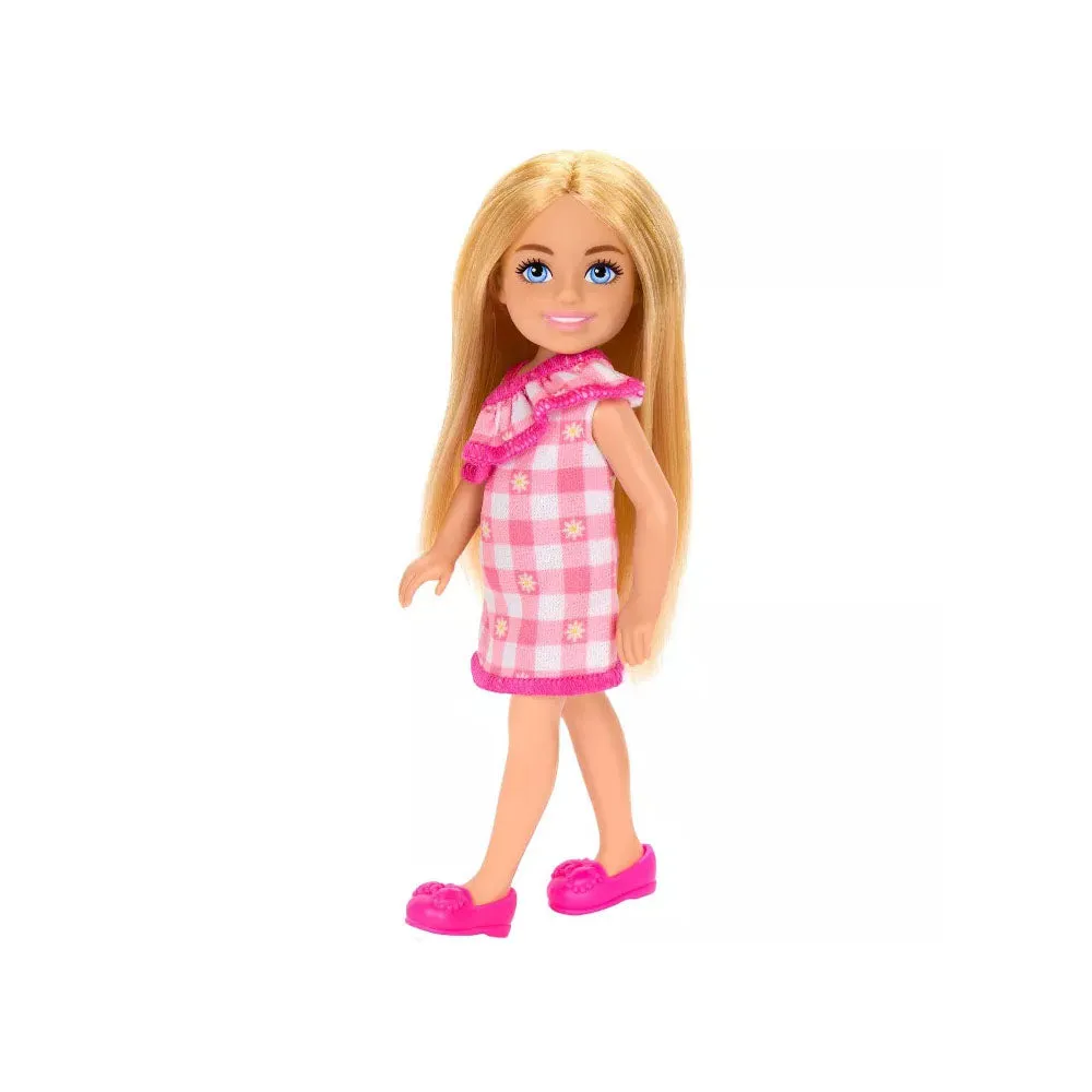Barbie Chelsea Mini Pink Checkered Dress Dress Doll