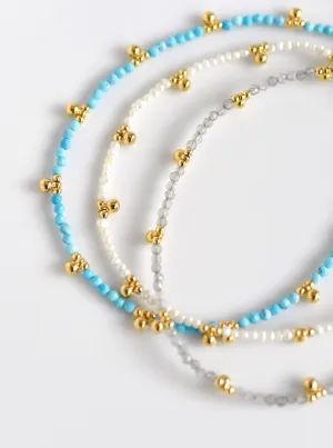 Beaded Anklet Dangling Gemstone