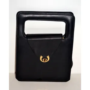 Black Vinyl Accordion Purse By Granada