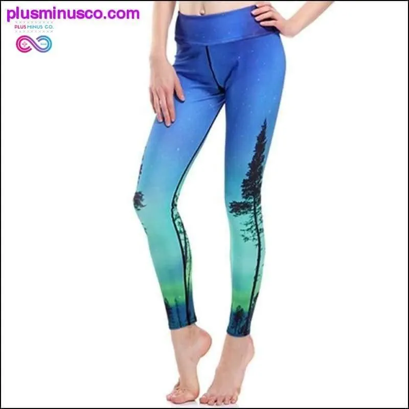 Blue Green Weed Leaf Prints Elastic Slim Fitness Workout