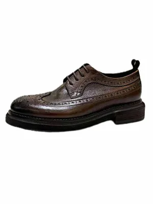 Brogue Leather Loafers with Height Increase