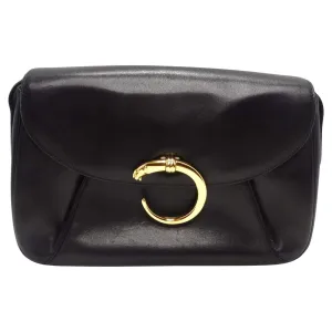 Cartier 1990s Black Leather Classic Panthere Shoulder Bag
