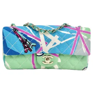 Chanel Canvas Printed Eiffel Tower Flap Bag