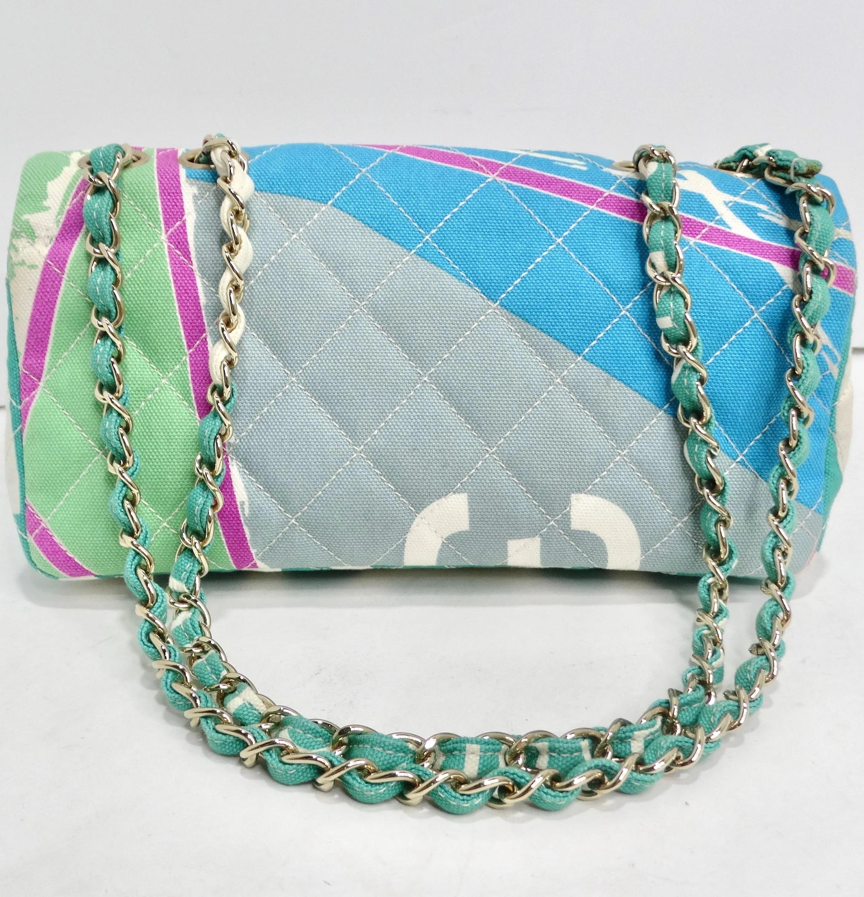 Chanel Canvas Printed Eiffel Tower Flap Bag