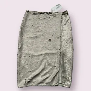 Chelsea &amp; Violet Cream and Gold Flip Sequin Midi Skirt
