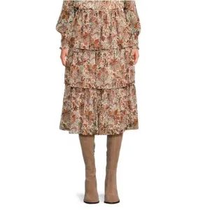 Chelsea &amp; Violet skirt Baroque paisley print A-Line Tiered Ruffled skirt size XS
