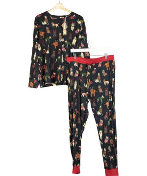 Chelsea Peers Blue 2 Dogs Of Christmas Print Long Pyjama Set UK XL