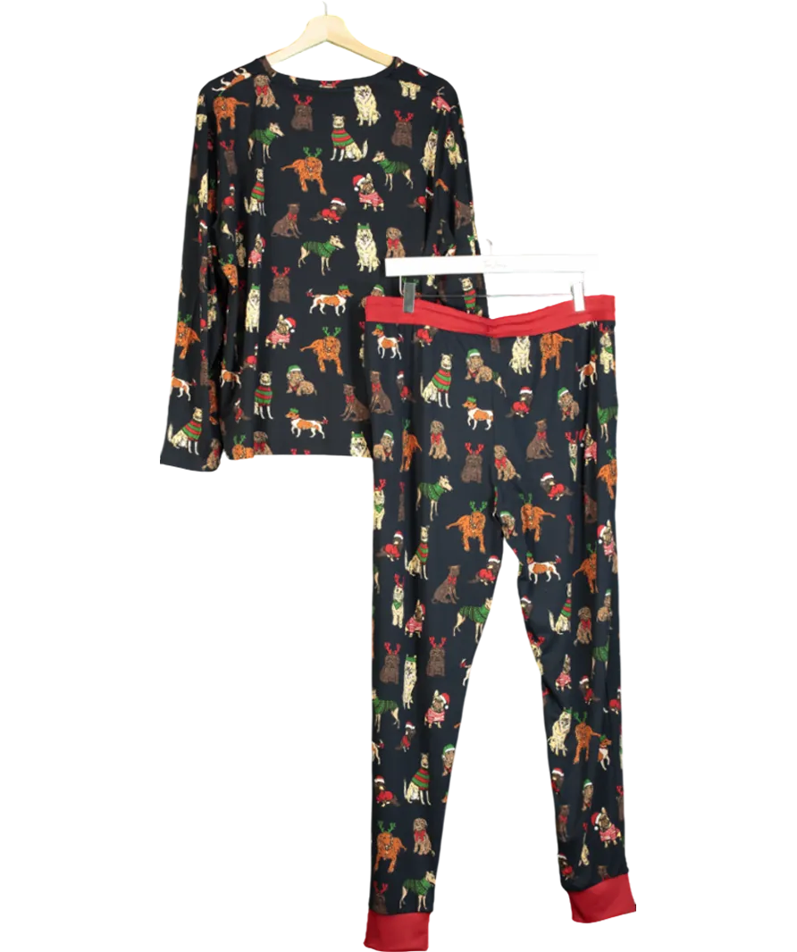 Chelsea Peers Blue 2 Dogs Of Christmas Print Long Pyjama Set UK XL
