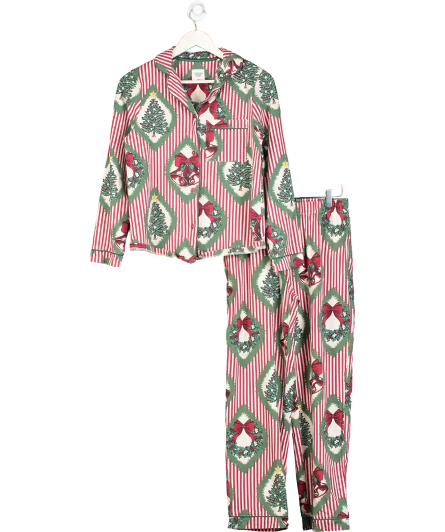 Chelsea Peers Red Christmas Tree & Wreath Long Pyjamas UK XS