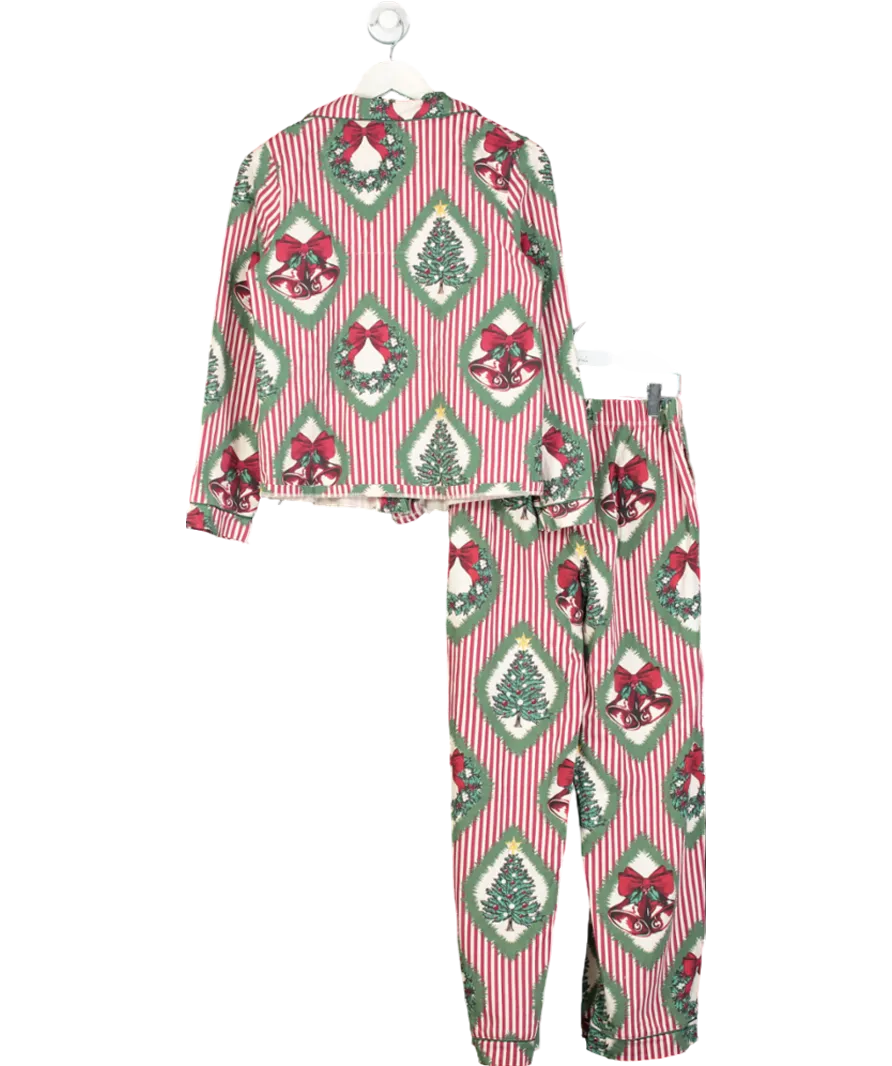 Chelsea Peers Red Christmas Tree & Wreath Long Pyjamas UK XS