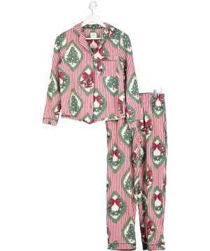 Chelsea Peers Red Christmas Tree & Wreath Long Pyjamas UK XS