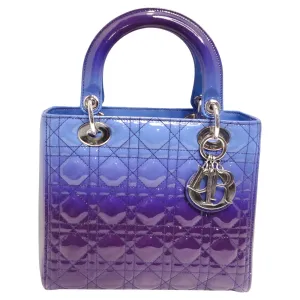 Christian Dior Patent Cannage Gradient Medium Lady Dior Purple Blue