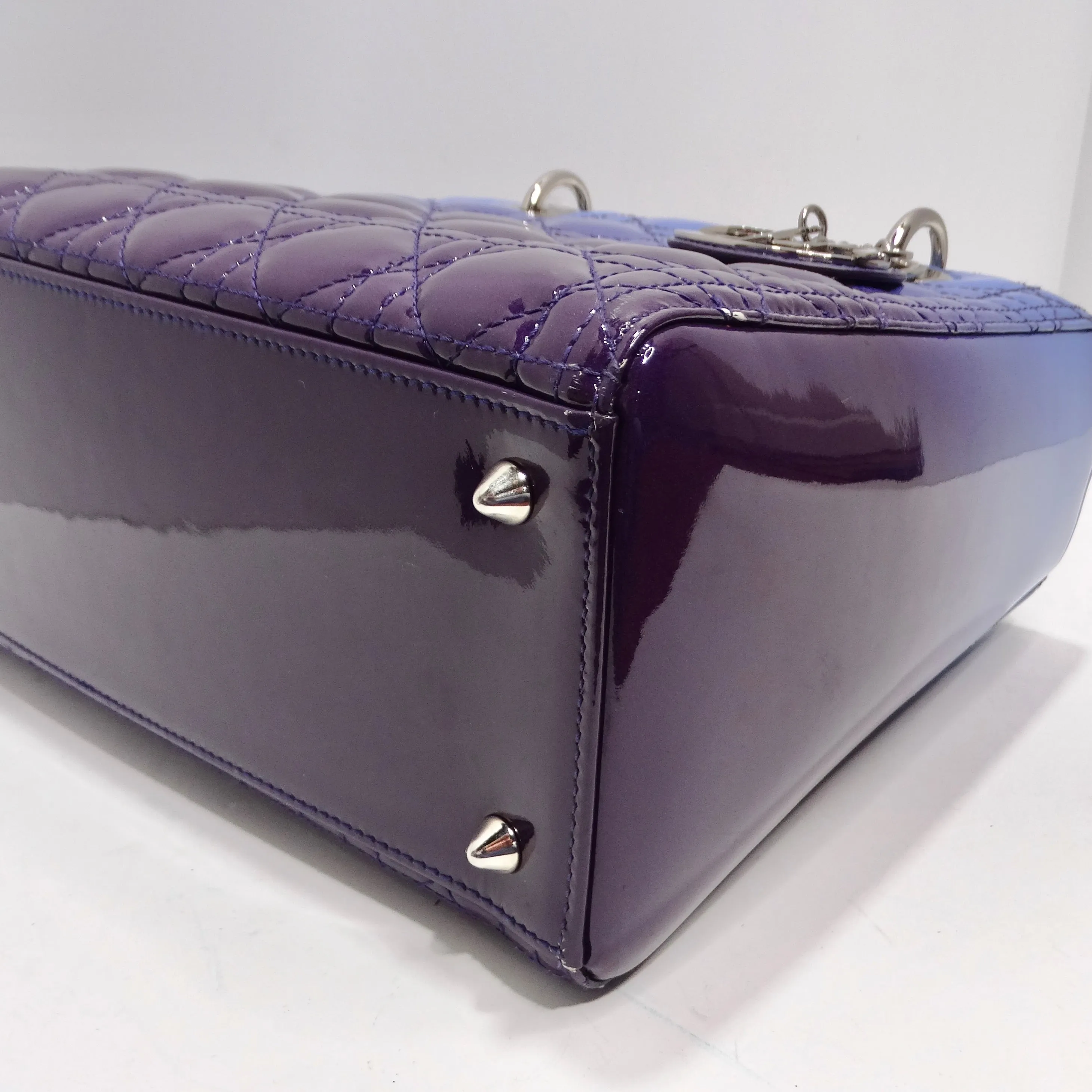 Christian Dior Patent Cannage Gradient Medium Lady Dior Purple Blue