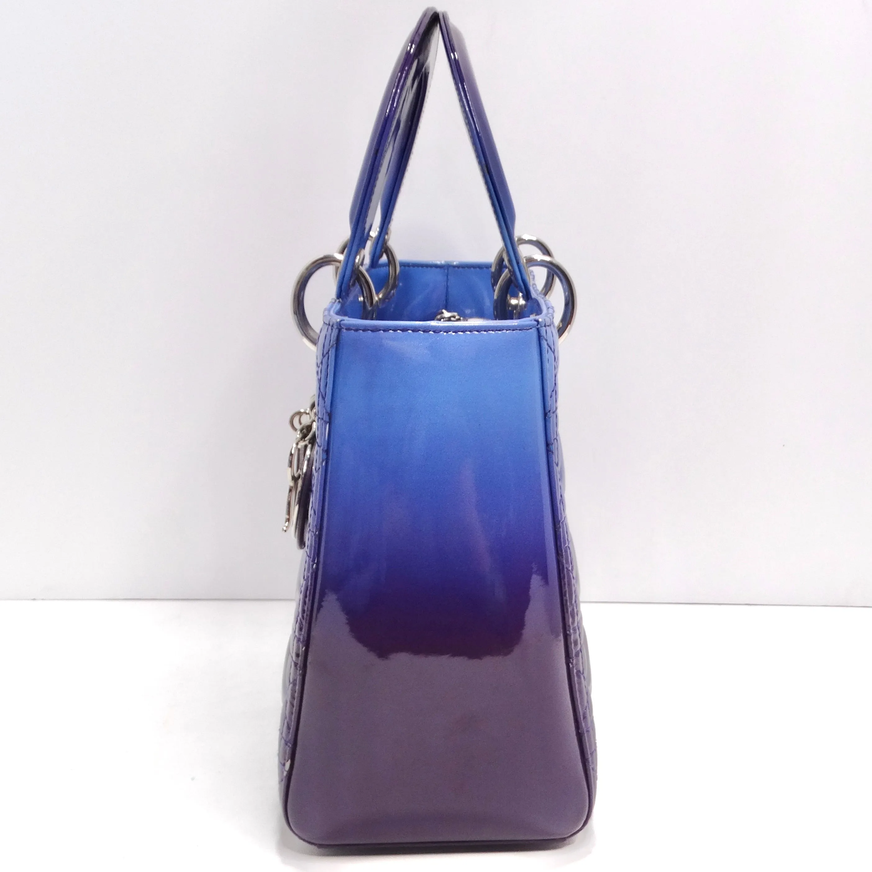 Christian Dior Patent Cannage Gradient Medium Lady Dior Purple Blue