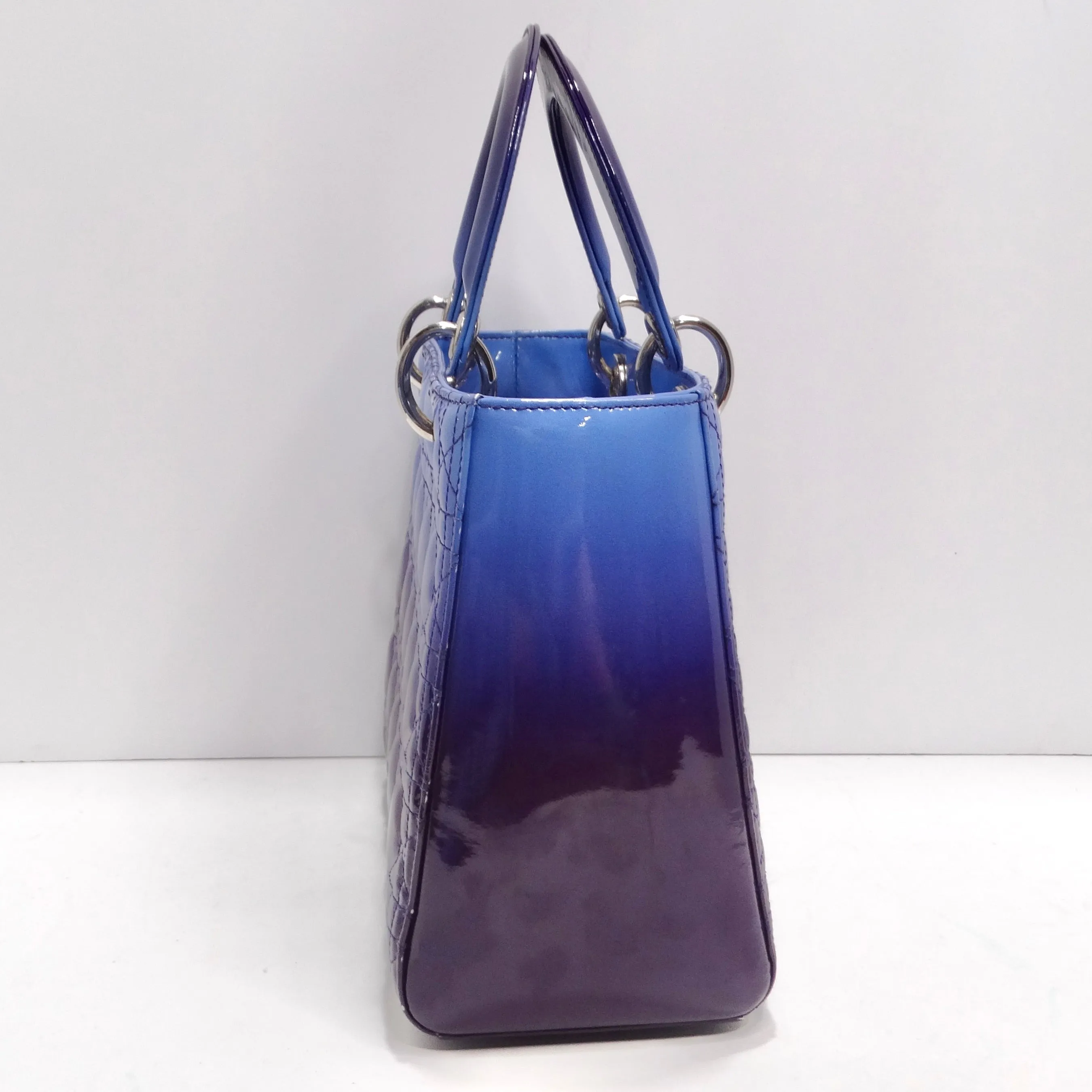 Christian Dior Patent Cannage Gradient Medium Lady Dior Purple Blue