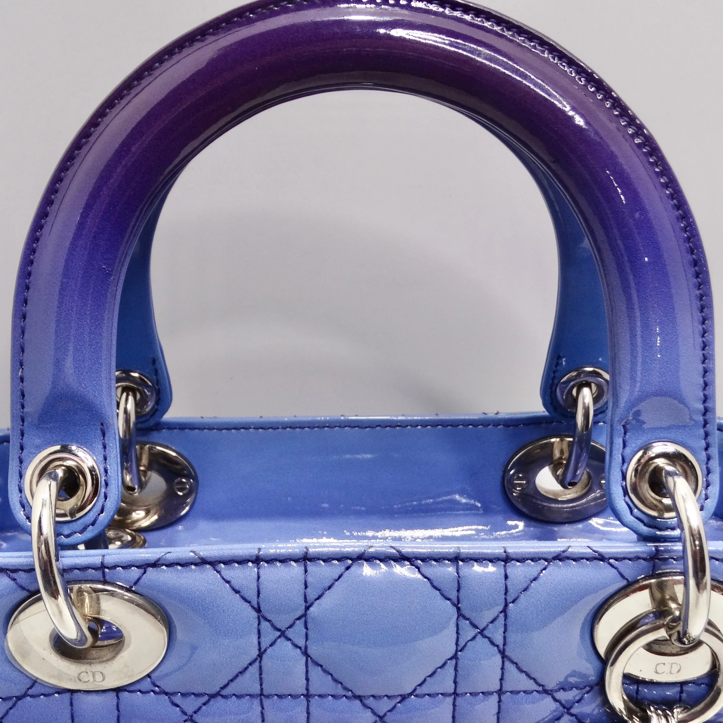Christian Dior Patent Cannage Gradient Medium Lady Dior Purple Blue
